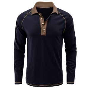 Men’s Polo Shirts Relaxed Fit Long Sleeve Casual Golf Polo Classic Polo T Shirts