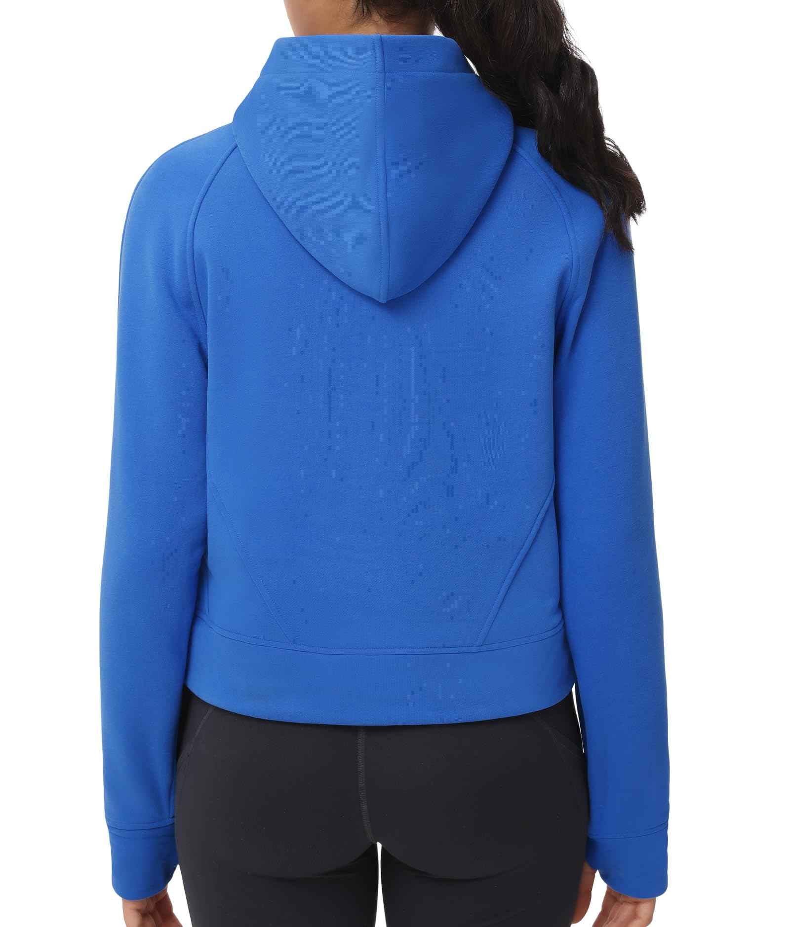 Womens' Hoodies Half Zip Long Sleeve Fleece Crop Pullover Sweatshirts with Pockets Thumb Hole - 图片 3