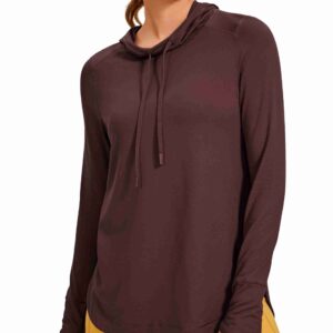 Workout Long Sleeve Shirt for Women Hoodie Pullover Athletic Hooded Long Sleeves Sports Gym Tops with Thumbhole