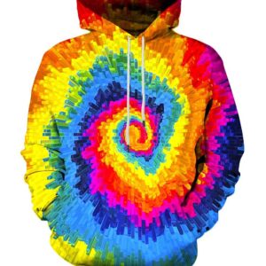 Unisex Tie Dye Hooded Sweatshirt with Pocket Long Sleeve Hoodie for Men Women
