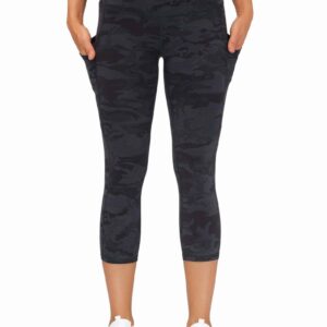 High Waisted Capri Leggings for Women Z-capris Camo Style Soft Slim Tummy Control Exercise Pants for Running Cycling Yoga