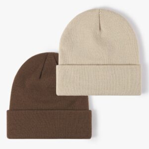 Winter Warm Soft Rib Knit Beanie Skully for Women Men Winter Cuffed Hats