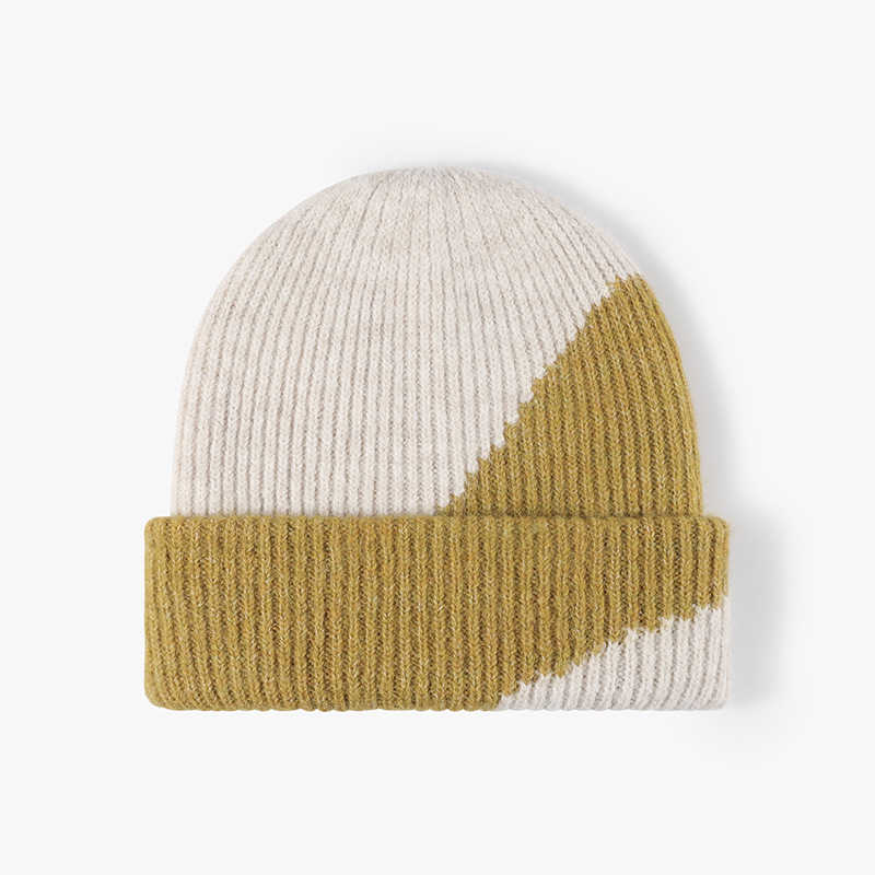 Color-Blocked Beanie Winter Double-Layer Knitted Hat for Men and Women - 图片 4